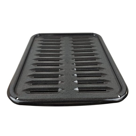 Enamel Coated Roasting Tray Drip Pan Speckled Gray Oven Broiler Vintage - Picture 4 of 10